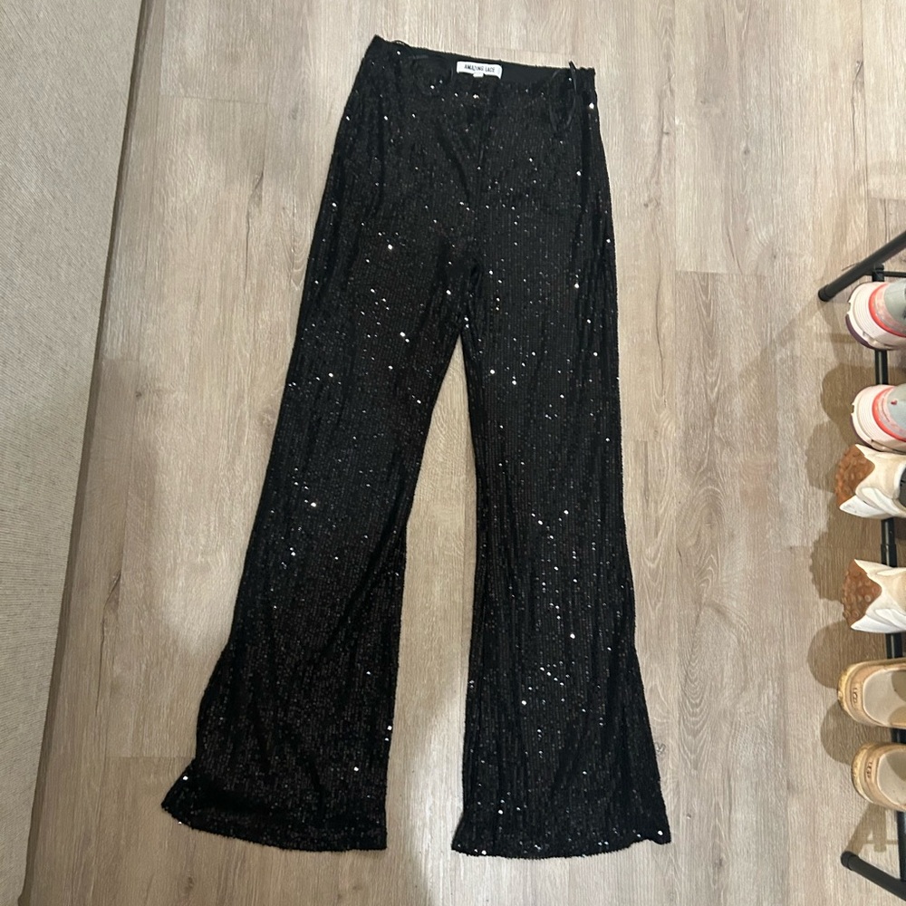 Black Sequin Pants - image 3
